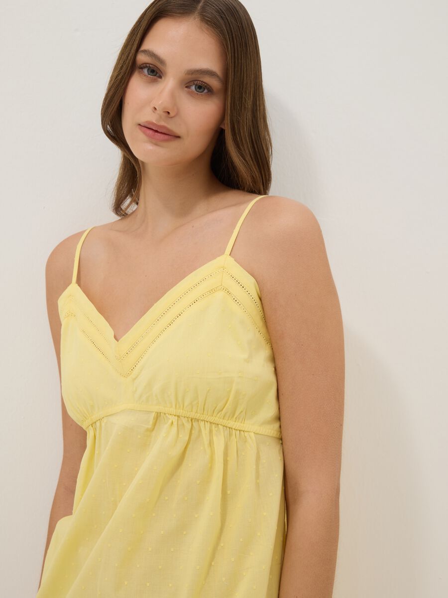 Yellow organic cotton nightdress with thin straps_2