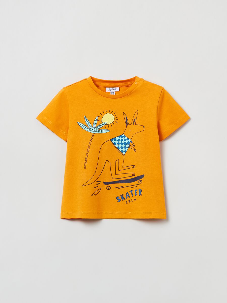 Cotton T-shirt with kangaroo skater print_0