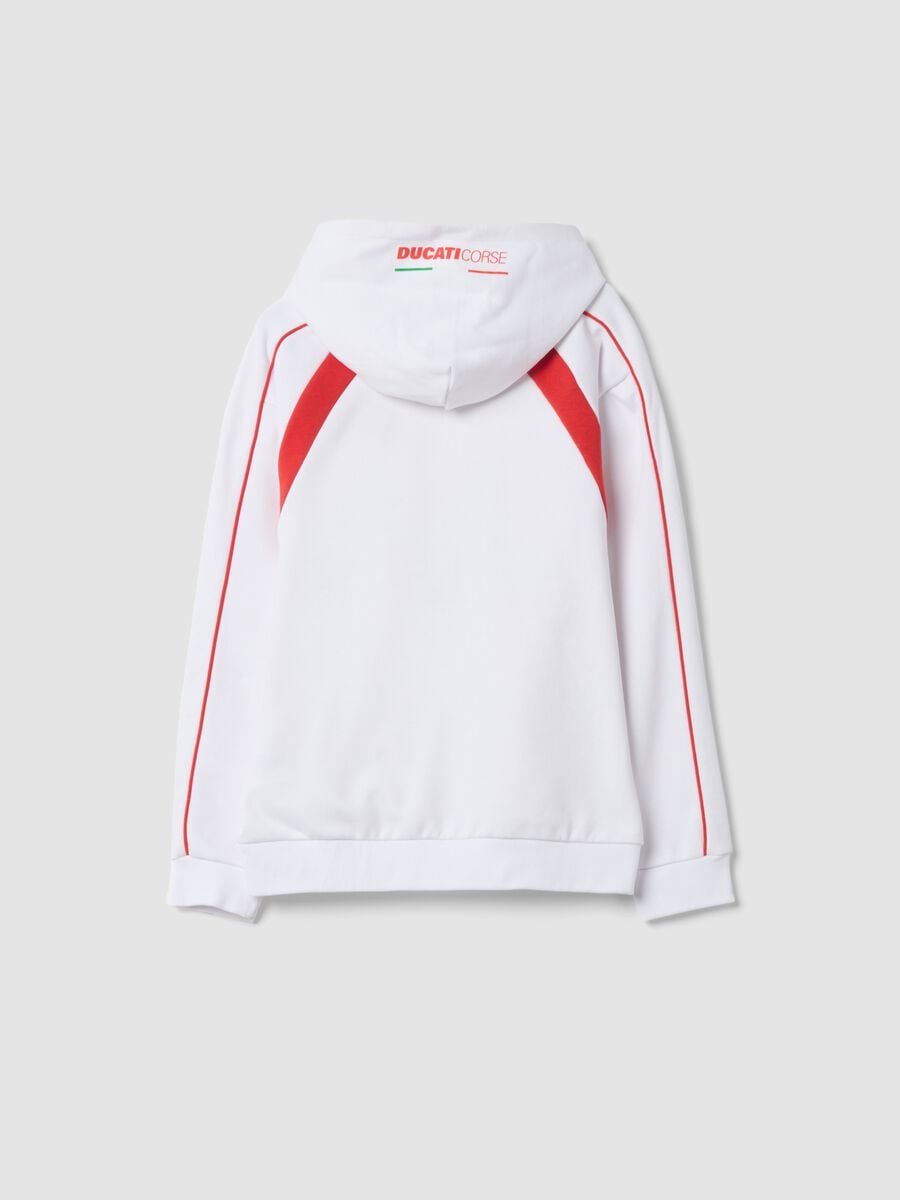 Hoodie bianca in misto cotone a tema Ducati relaxed fit_1