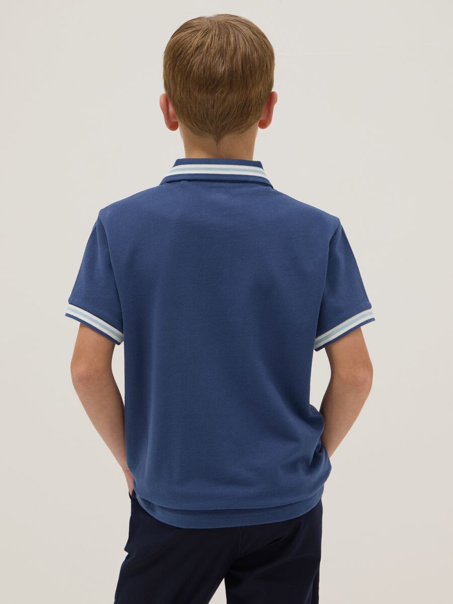Boy's blue pure cotton polo, regular fit_1