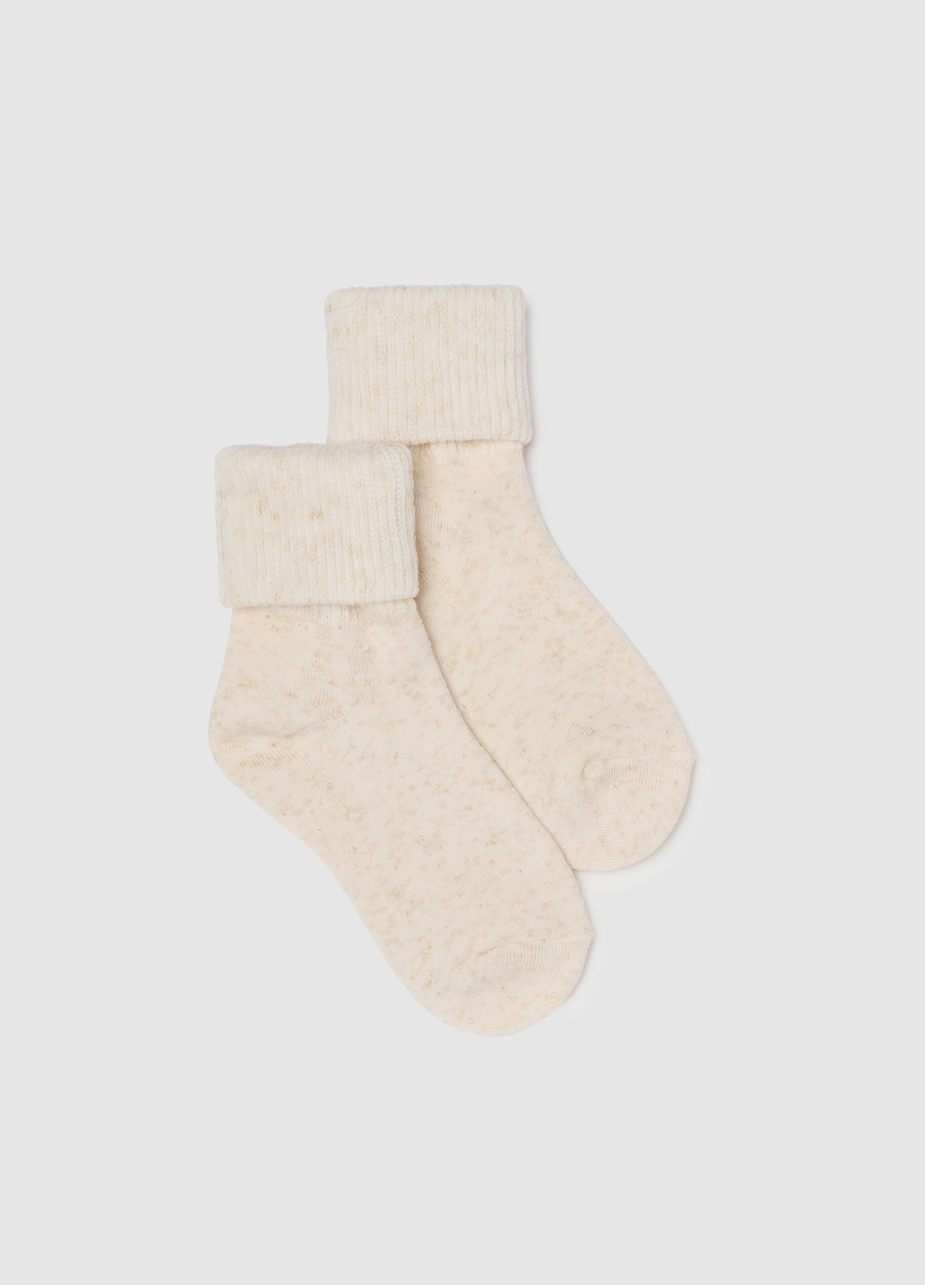 Beige Socks with Metallic Fibres