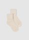 Beige Socks with Metallic Fibres_0