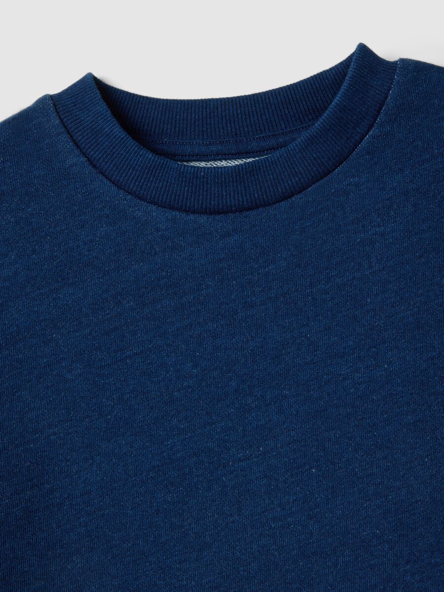 Kids' Oversized Fit Blue Cotton Blend T-shirt_3