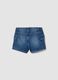 Short en jean bleu cargo fille en coton stretch, coupe slim_1