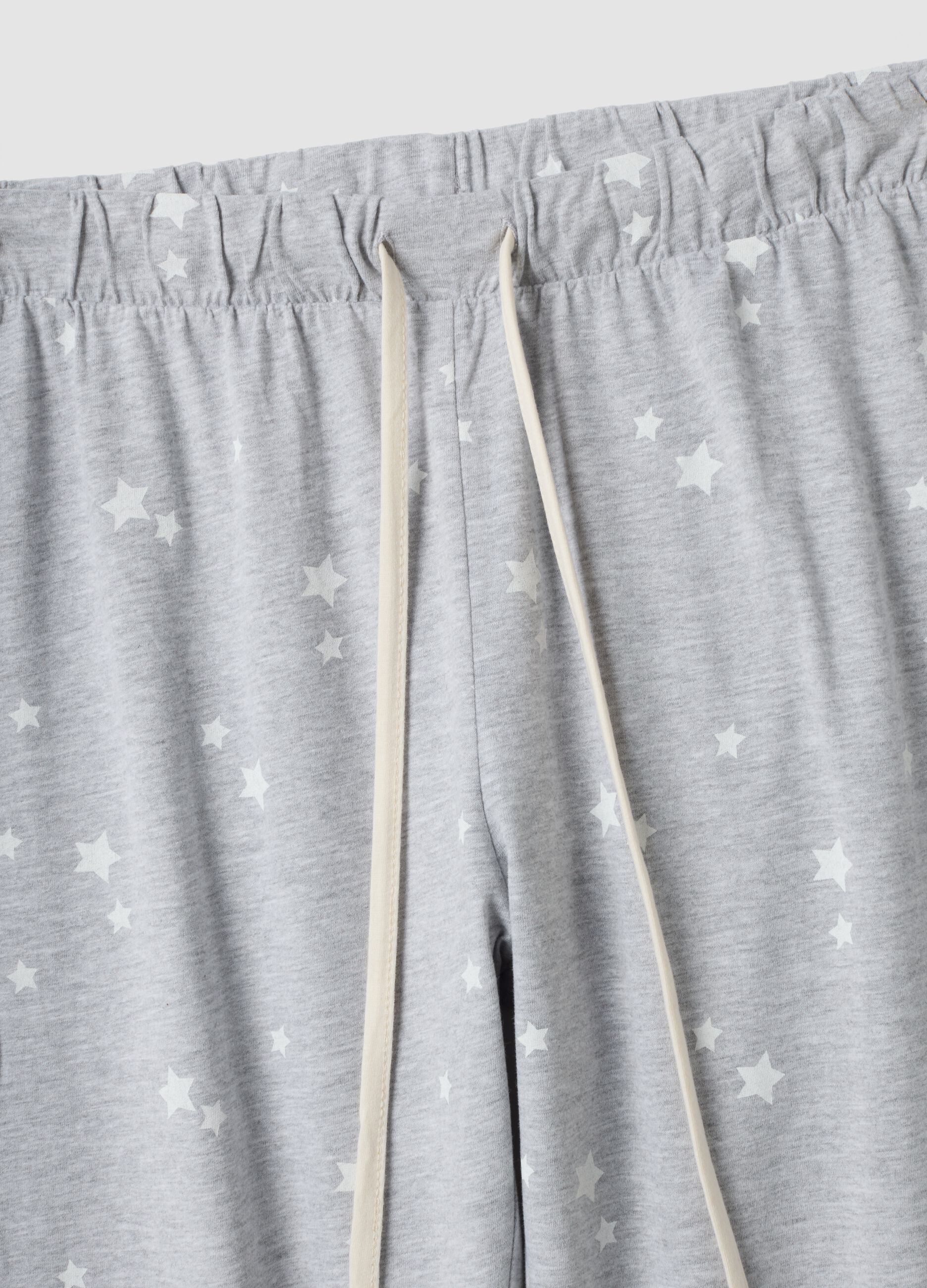Grey crew-neck pyjamas in organic cotton and viscose blend