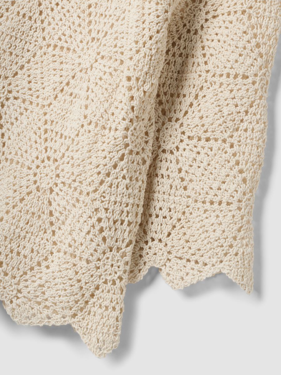 Beige pure cotton crochet T-shirt, regular fit_2