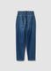 Jeans denim blu in puro cotone con vita paperbag baggy fit_6
