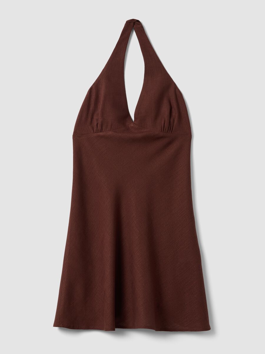 Braunes Mini-Kleid aus Viskose-Leinen-Mix, Regular Fit_4
