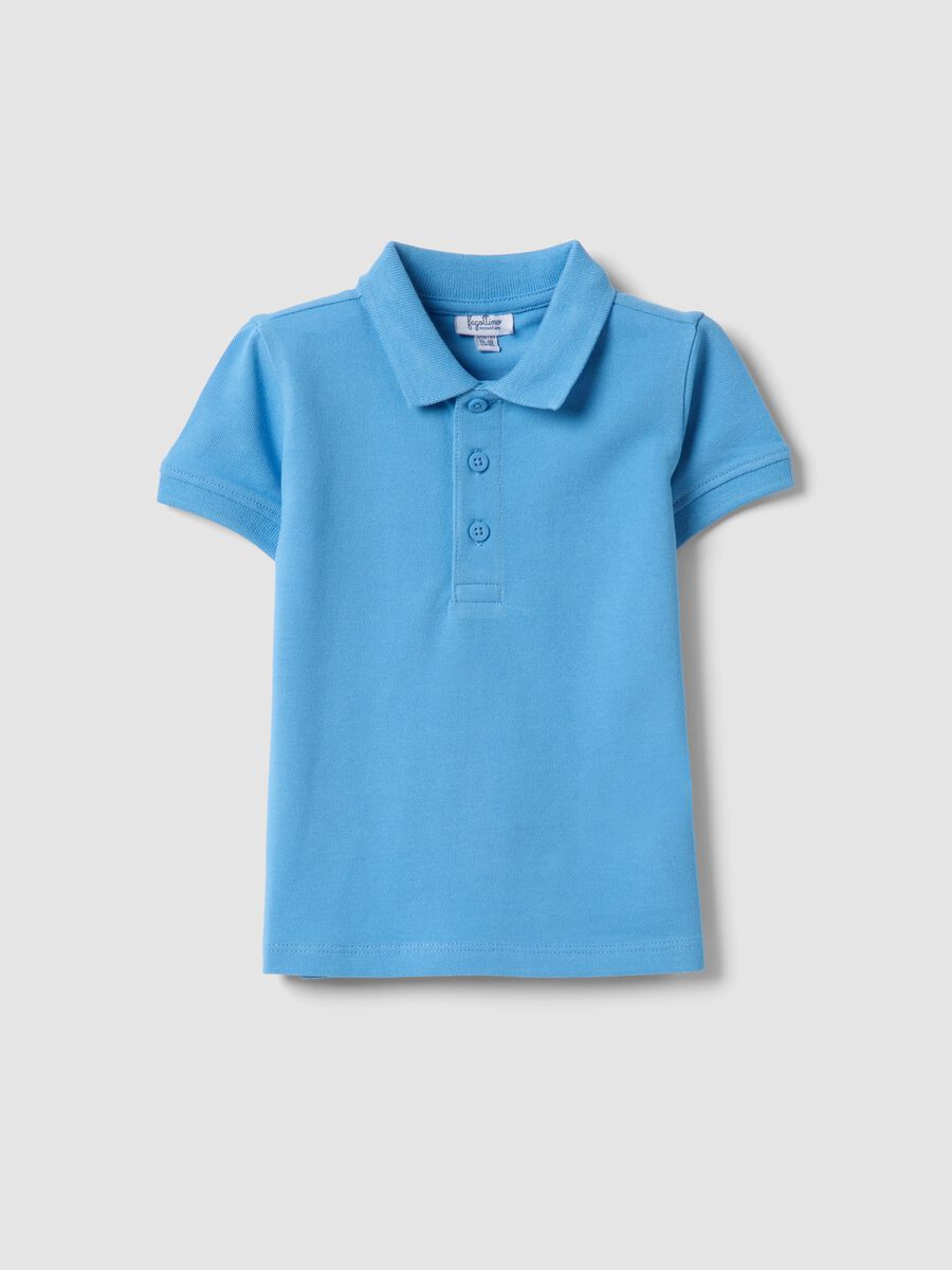 Light blue organic cotton polo shirt for boys, regular fit_0