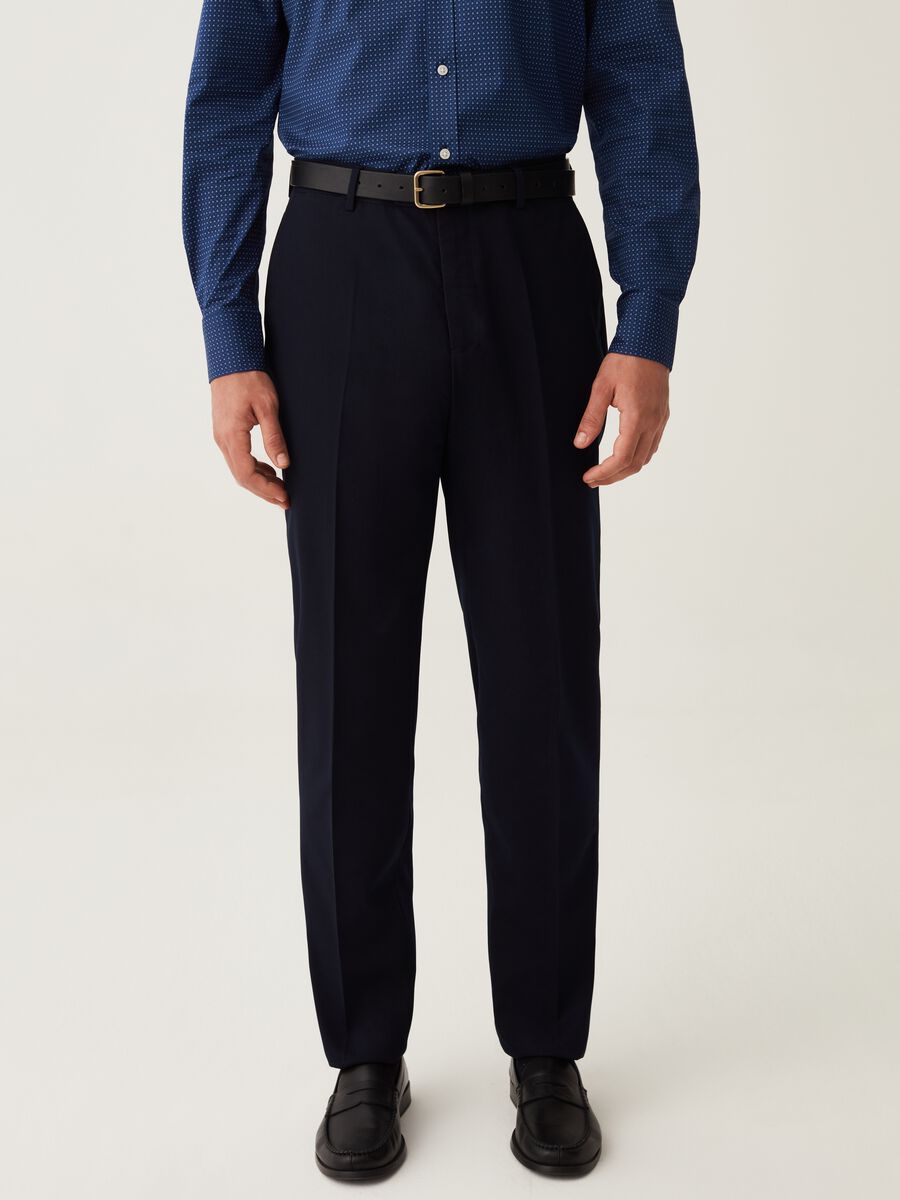 Navy blue regular-fit trousers_1