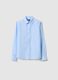 Camicia in misto lino e cotone azzurra da ragazzo regular fit_0