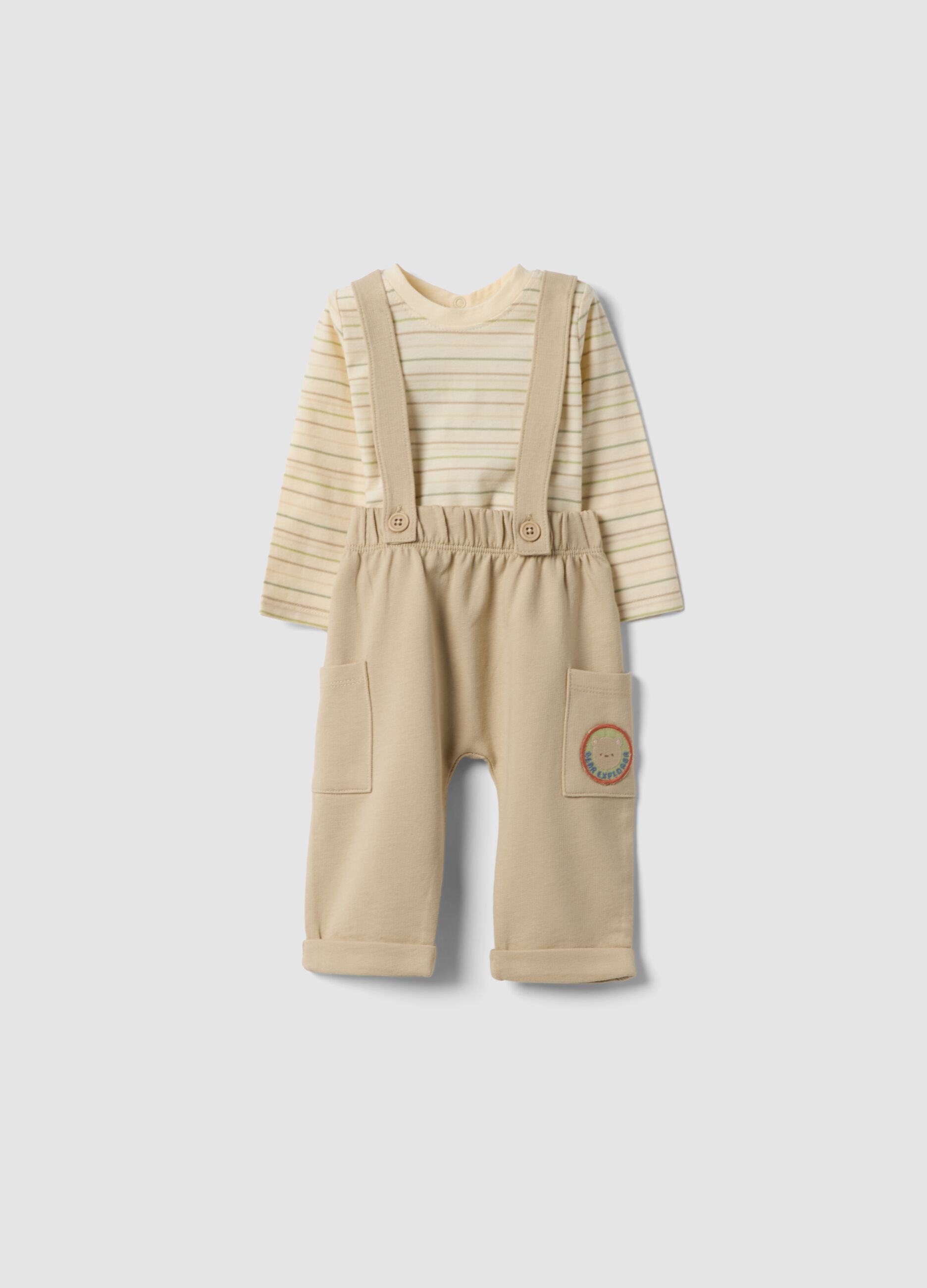 Baby set in pure beige organic cotton