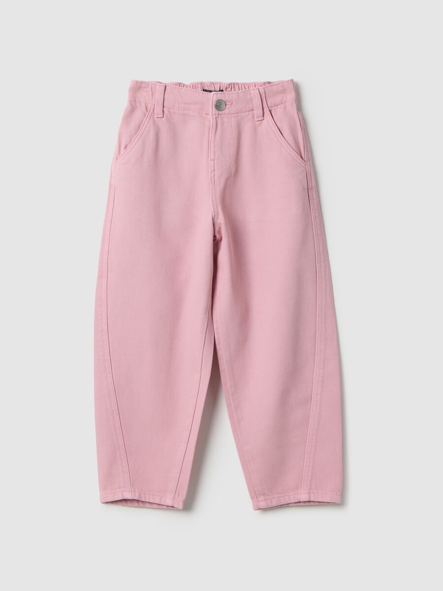 Girls' Pink Pure Cotton Baggy Trousers_0