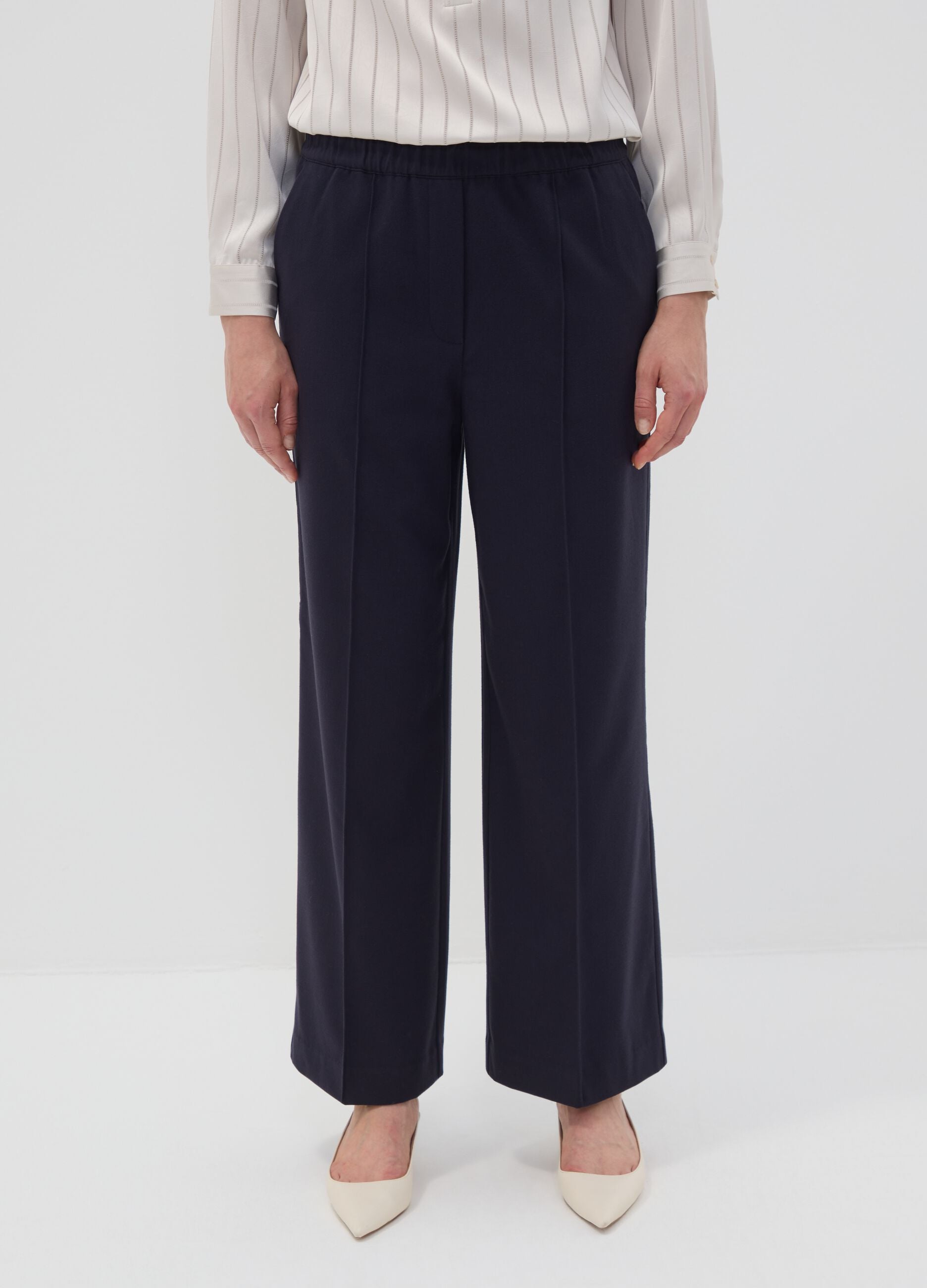 Jogger The Iconic Pants blu wide leg in viscosa elasticizzata