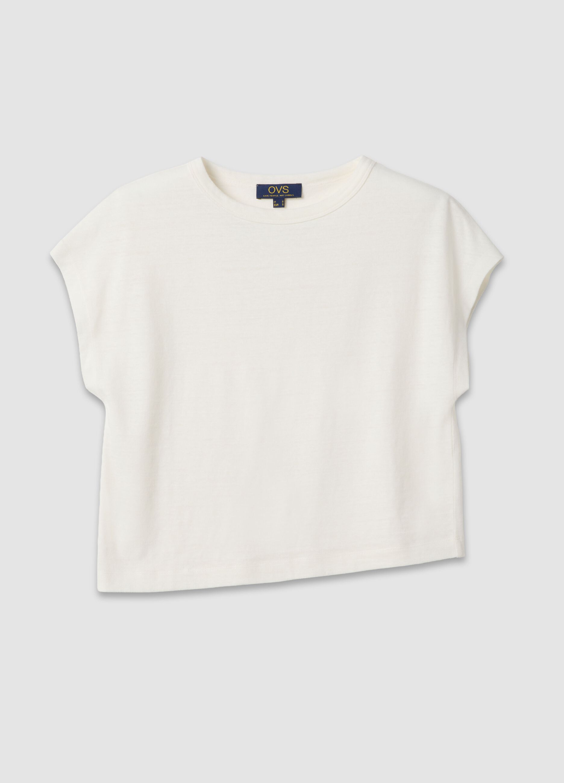 Wei&szlig;es Kurzarm-T-Shirt aus Baumwoll-Leinen-Mix, Regular Fit