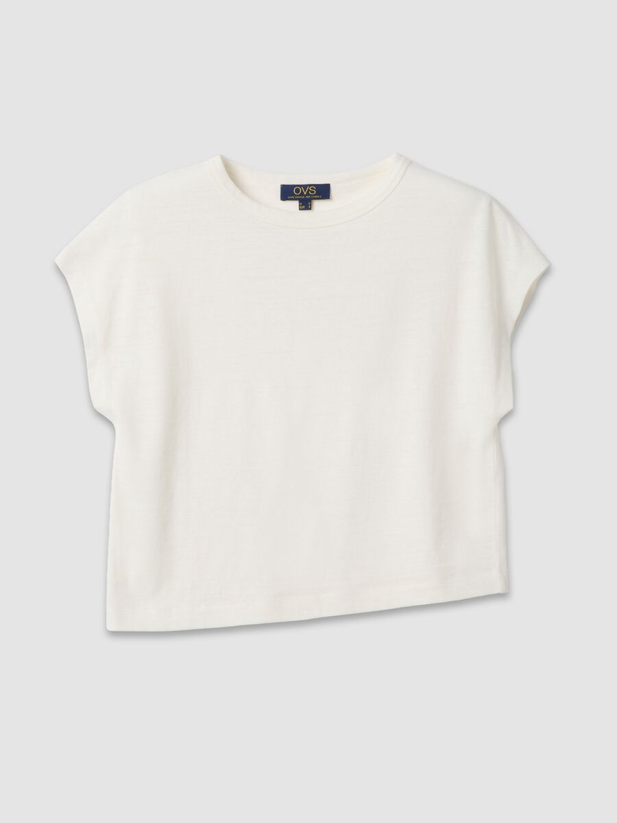 White cotton and linen blend short-sleeve T-shirt, regular fit_4