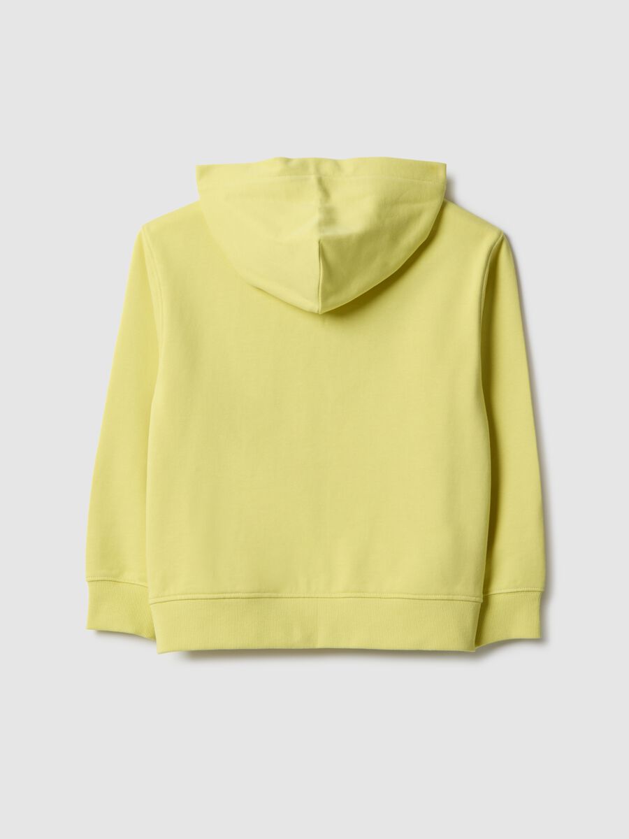 Yellow hooded zip sweatshirt for children in pure cotton regular fit_1