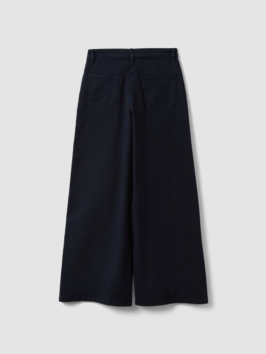 Navy stretch cotton wide-leg trousers_6