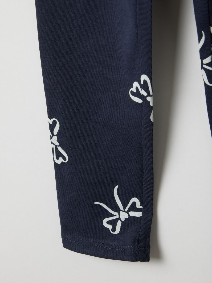 Blue skinny fit stretch cotton leggings for girls_3