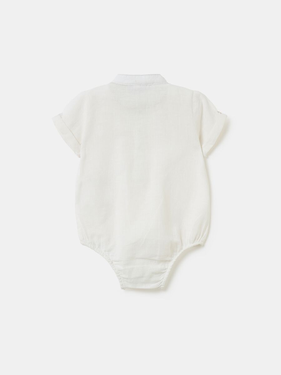 Shirt bodysuit in cotton and linen_1