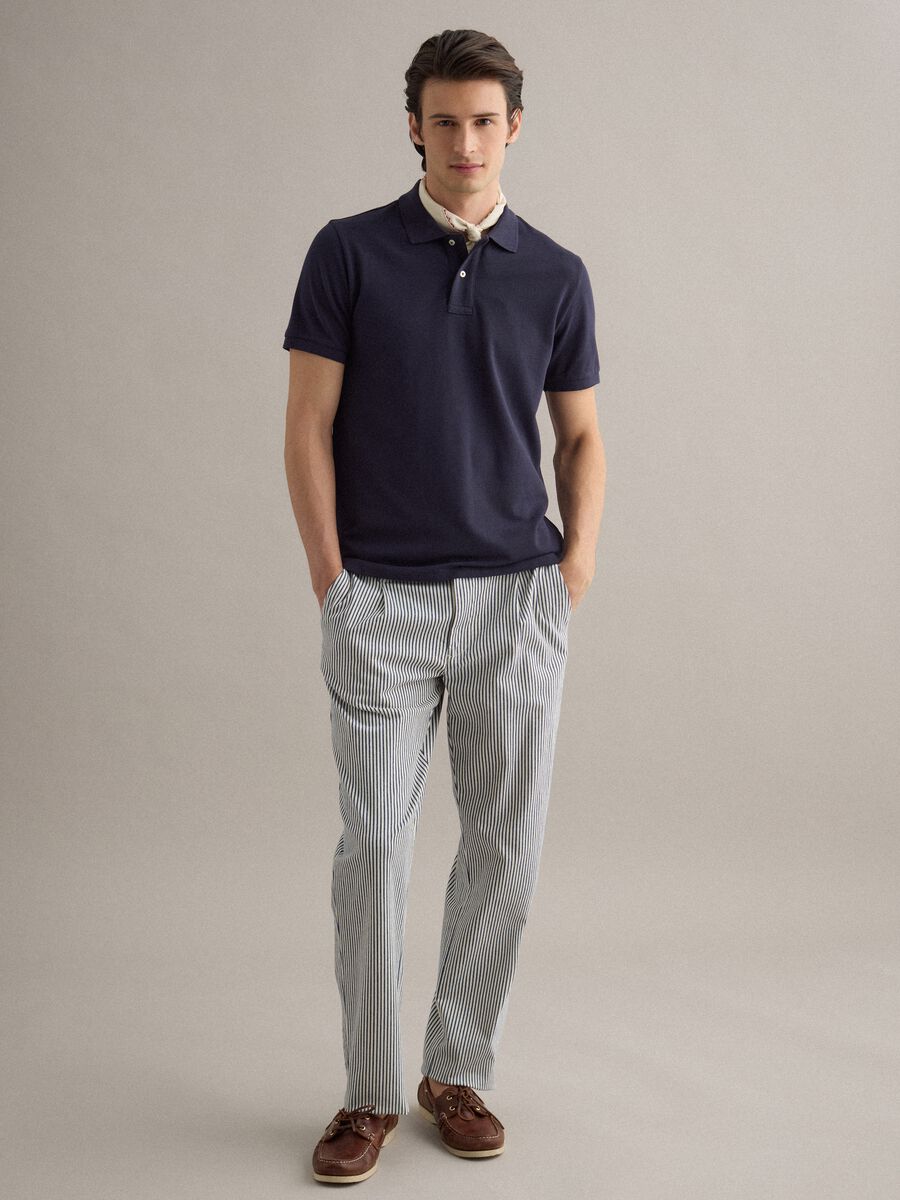 Short sleeve polo in pure blue cotton regular fit_2