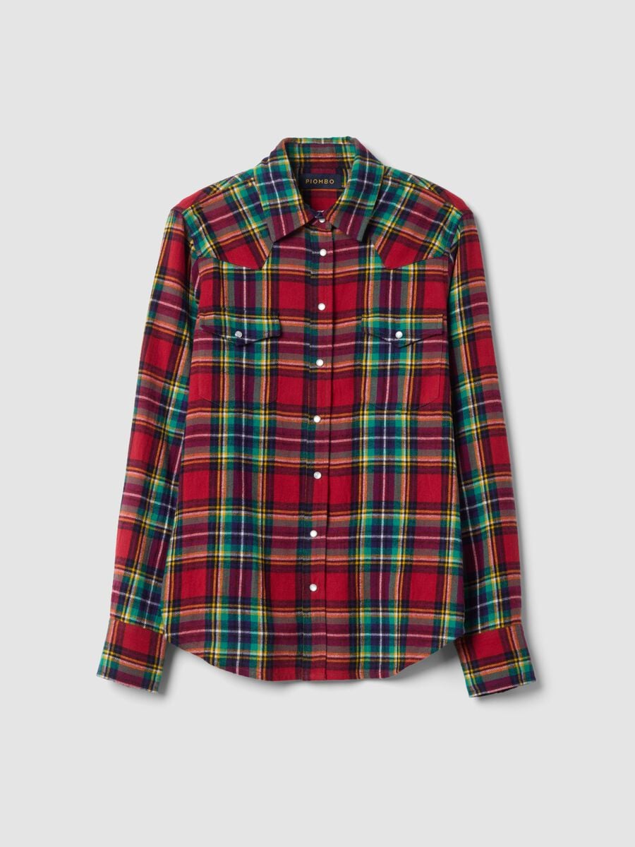 Camicia flanella check tartan in puro cotone regular fit_0