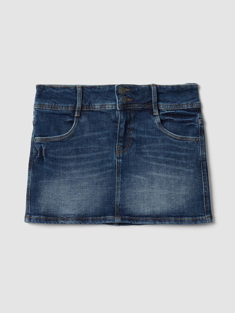 Blue stretch cotton denim mini skirt_0