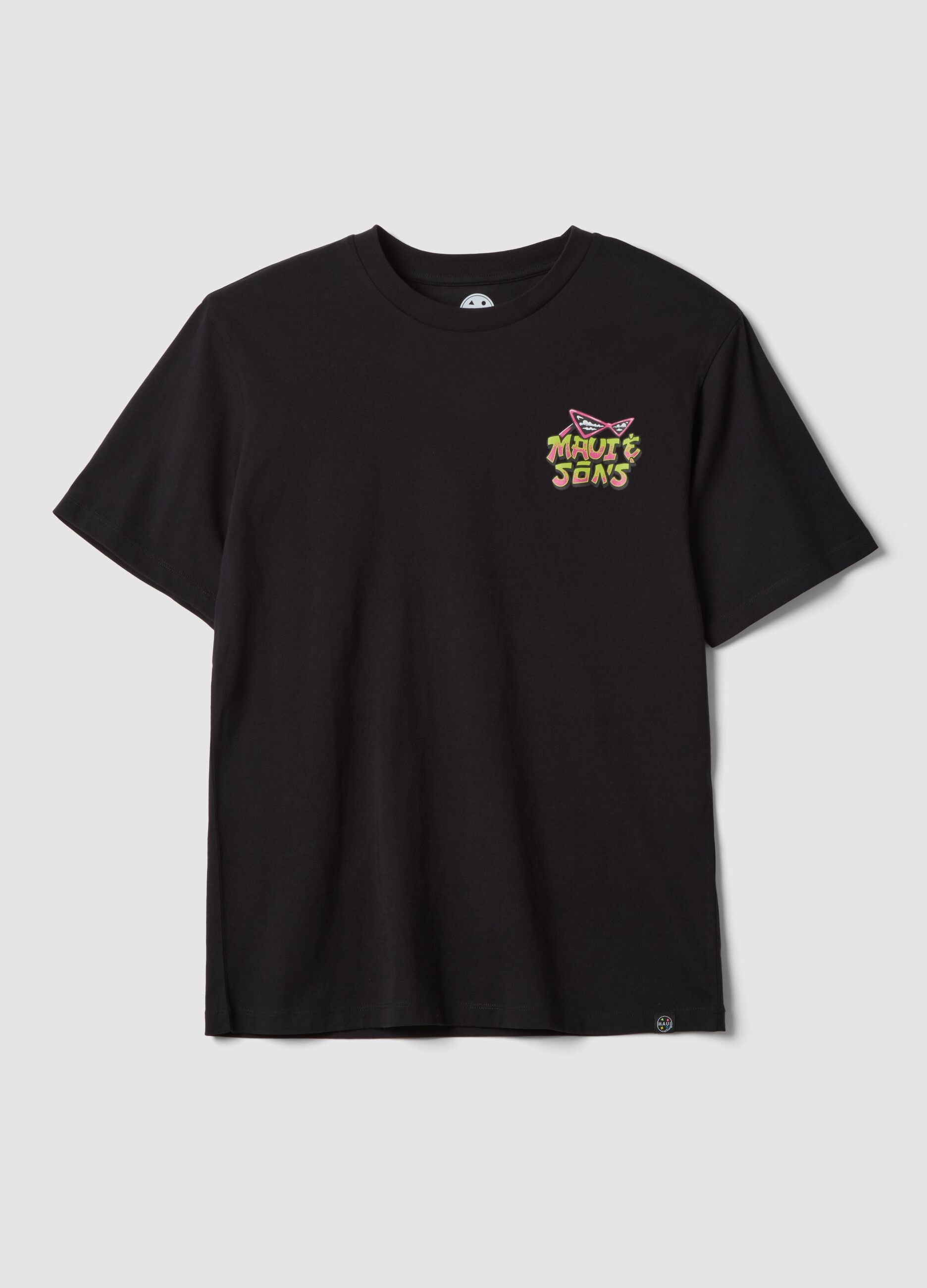 Black pure cotton relaxed-fit T-shirt with print