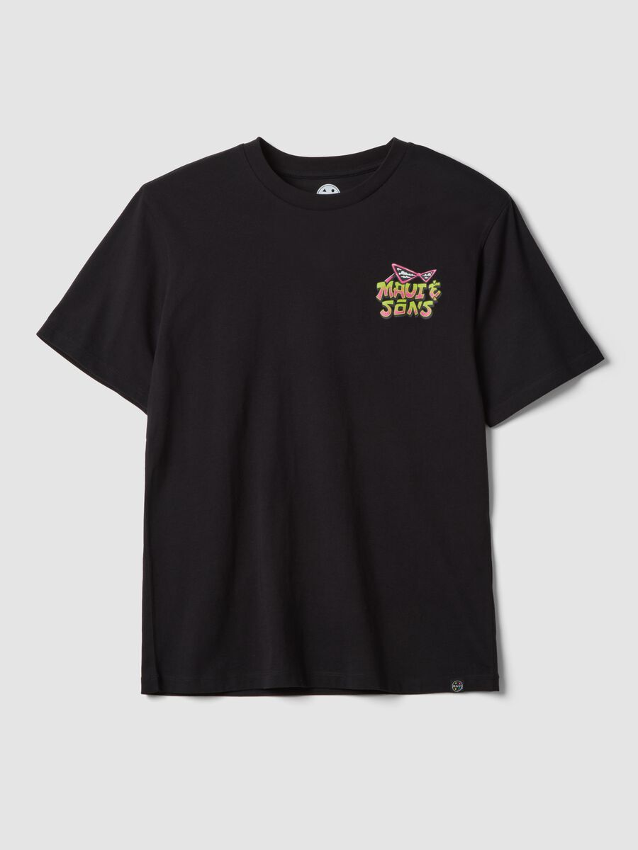 Black pure cotton relaxed-fit T-shirt with print_4
