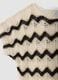 Beiges T-Shirt aus elastischer Baumwolle mit Lochstrickmuster_5