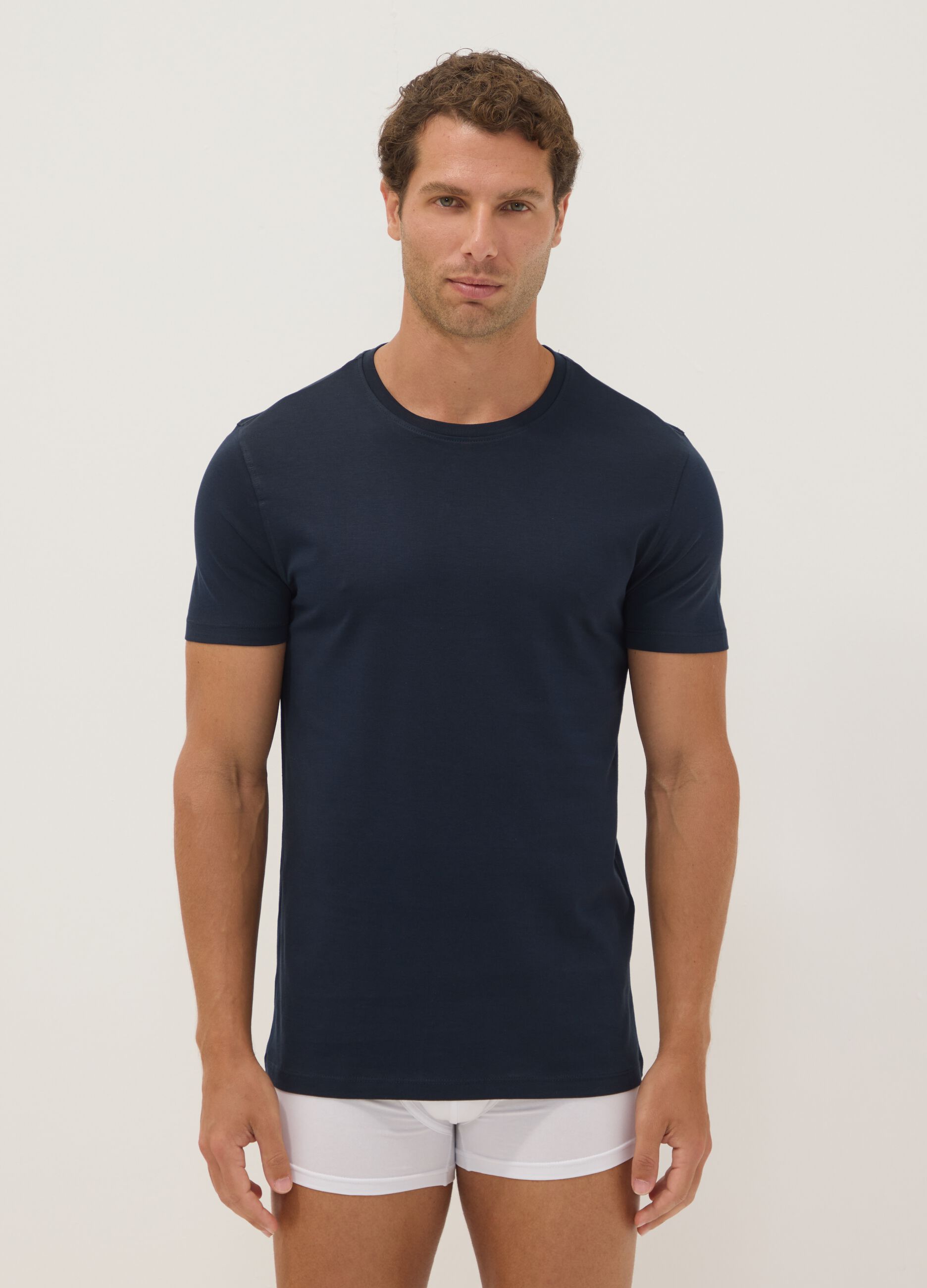 Blue regular-fit Supima cotton crew-neck T-shirt