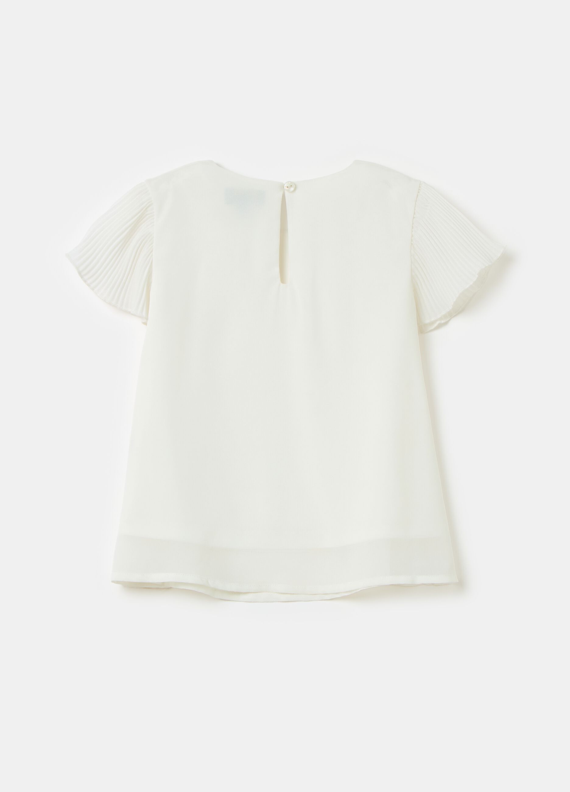 Georgette T-shirt with butterfly sleeves