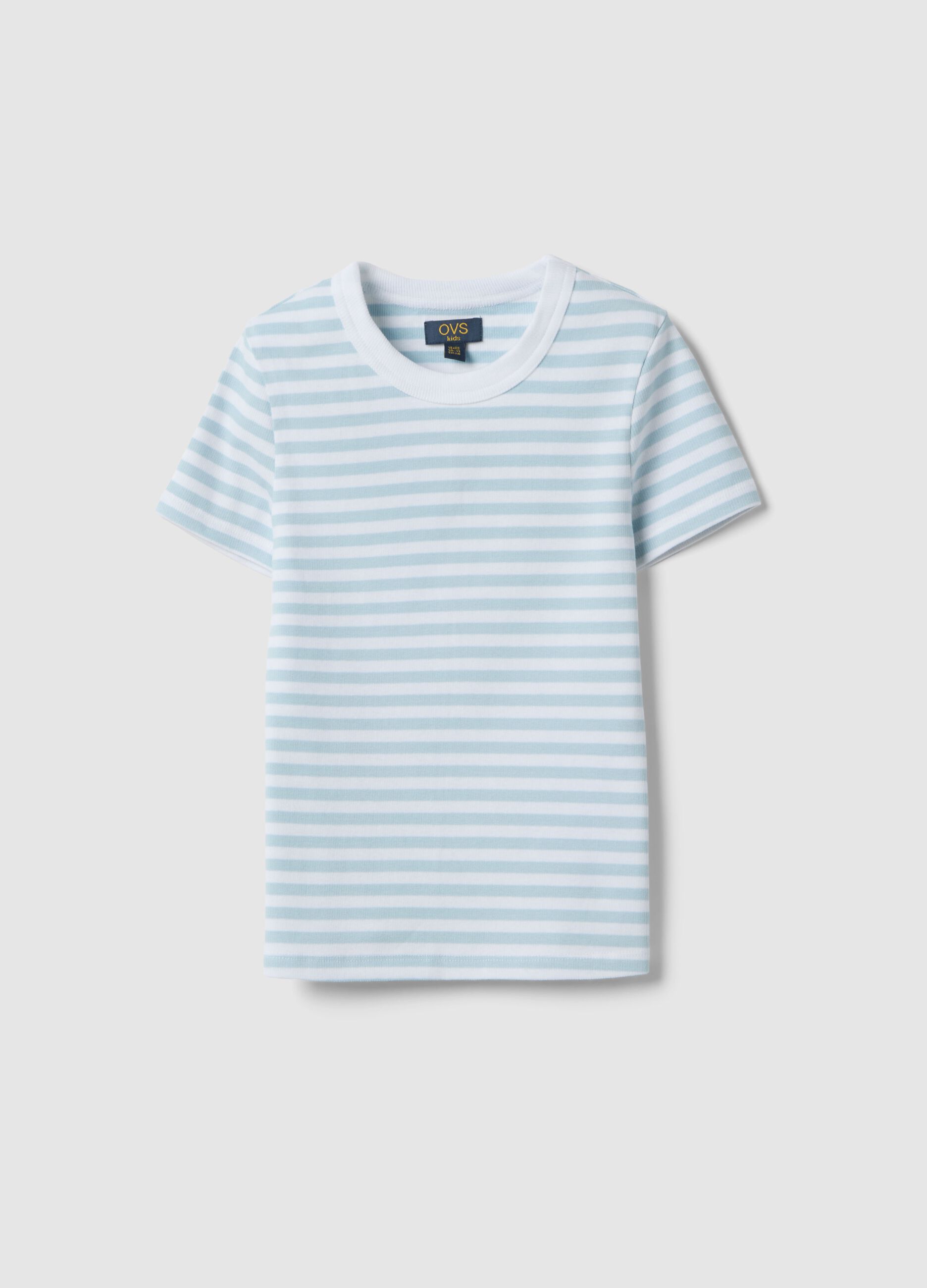 Multicolour striped slim fit stretch cotton girls' T-shirt