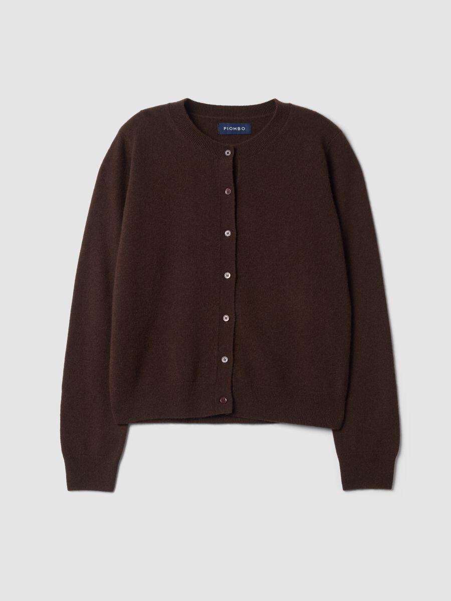 Brauner Rundhals-Cardigan aus reinem Kaschmir_0