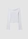 Wei&szlig;es Slim-Fit-T-Shirt aus elastischer Baumwolle mit U-Boot-Ausschnitt_3