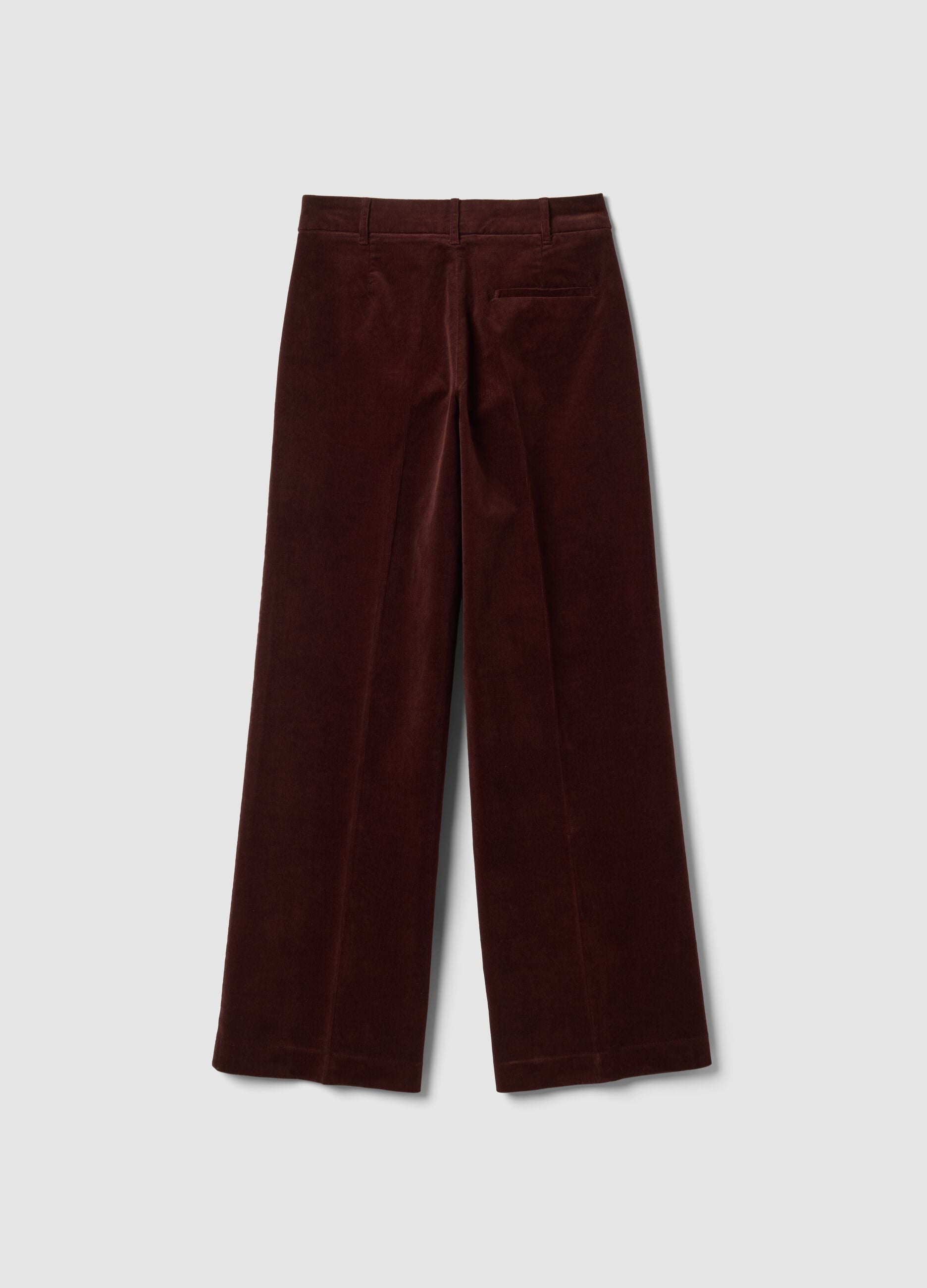 Cal&ccedil;as The Iconic Pants castanhas em algod&atilde;o el&aacute;stico canelado, corte reto