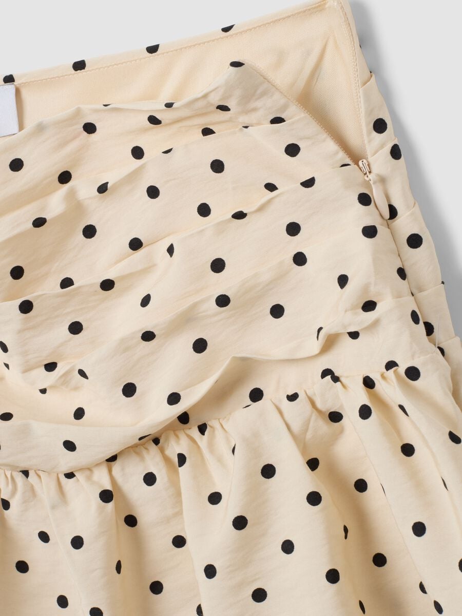Beige viscose-blend polka dot skirt with tiered ruffles_6