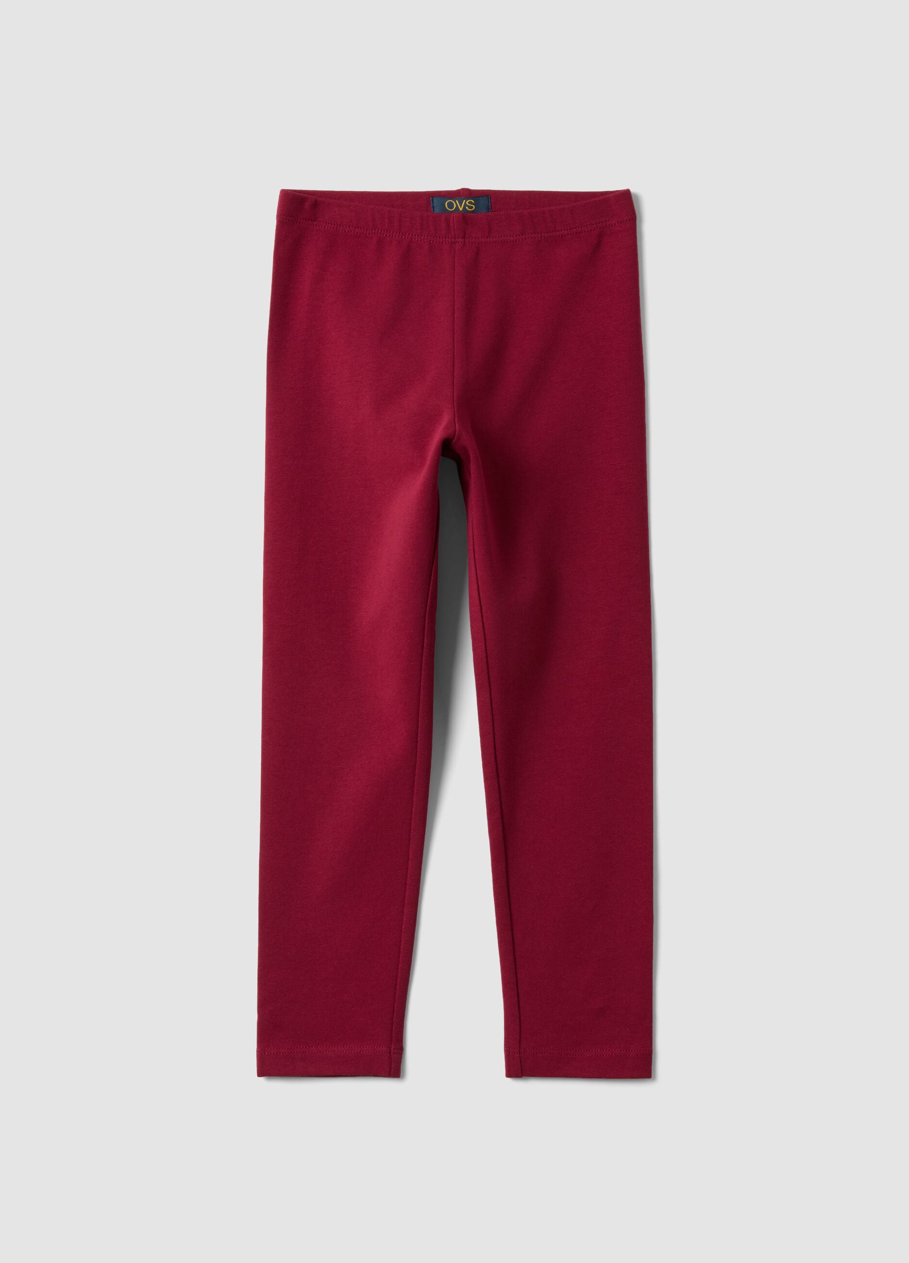 Red skinny stretch organic cotton leggings for girls