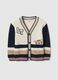 Striped blue and beige cardigan for boys_0