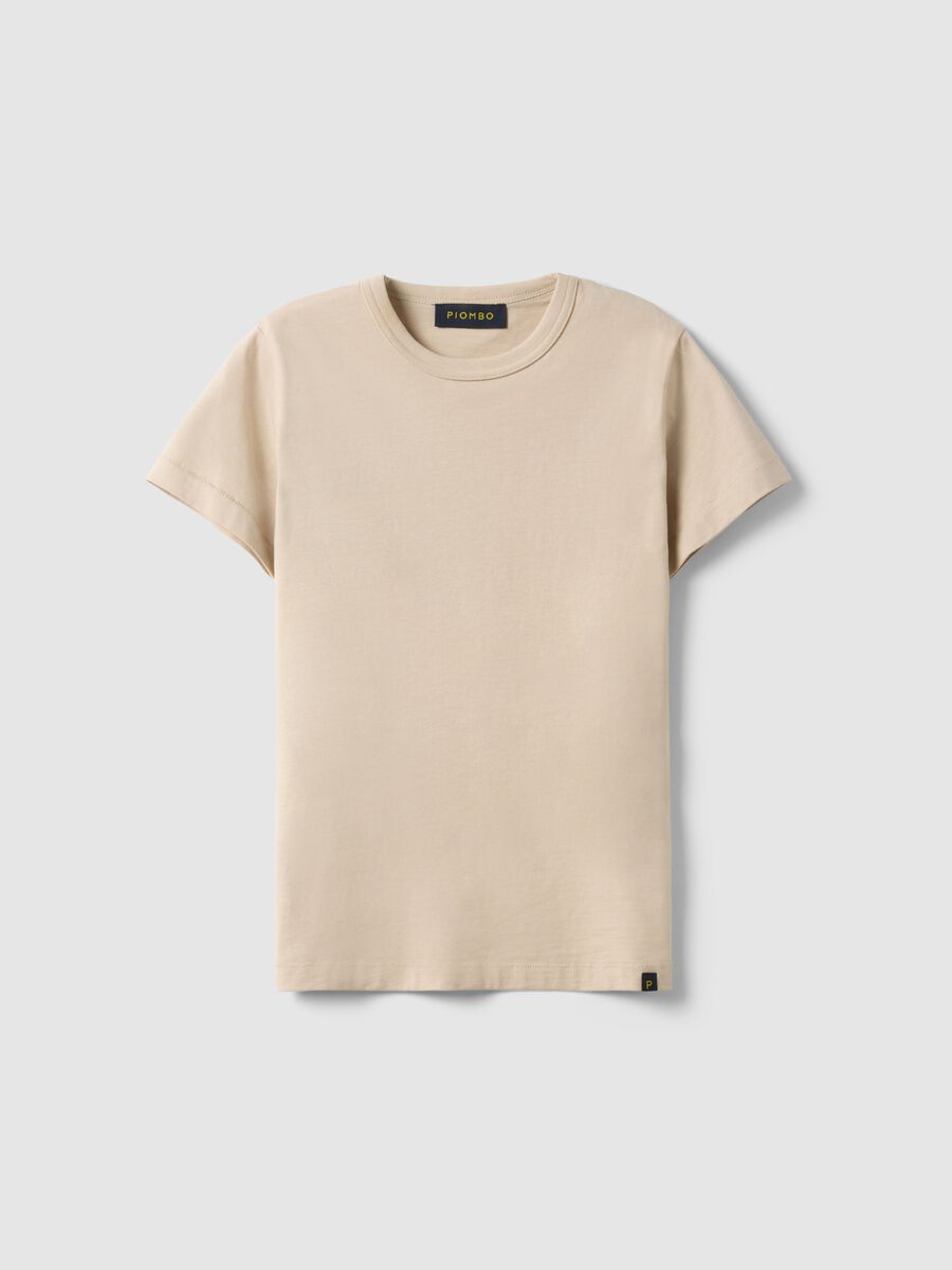 Beiges T-Shirt aus reiner Baumwolle mit Rundhalsausschnitt, Regular Fit_4