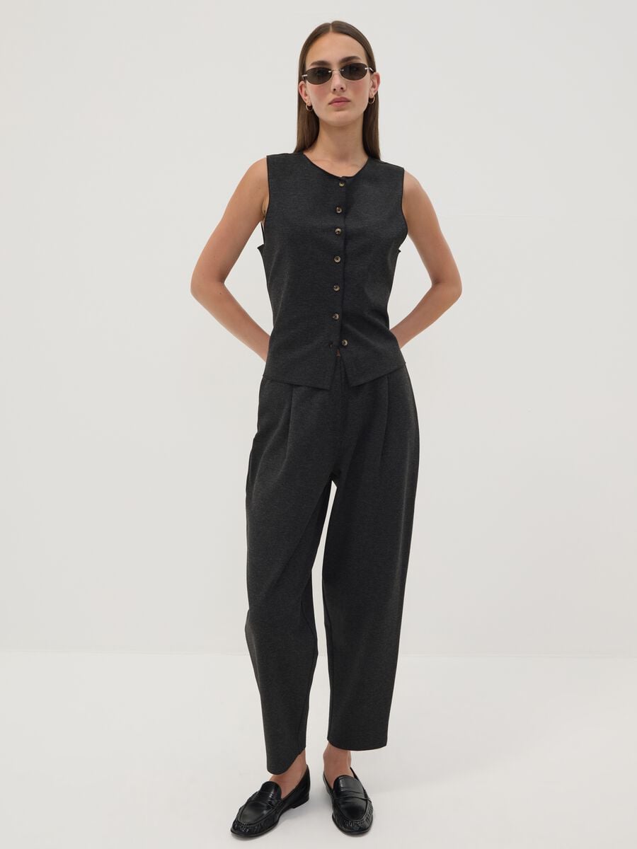 Black Milano stitch waistcoat in stretch viscose, regular fit_2
