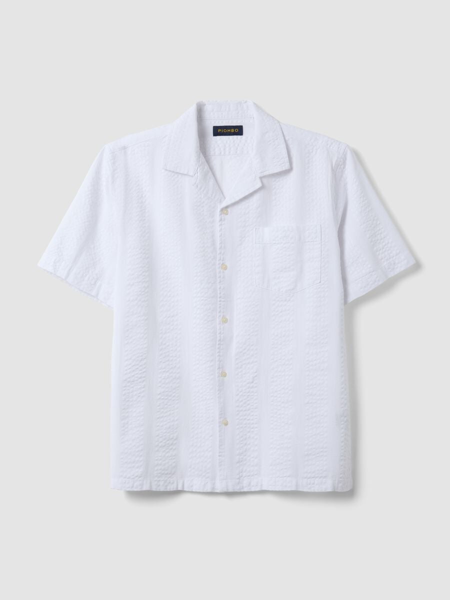 White pure organic cotton shirt with bowling collar, regular fit_4