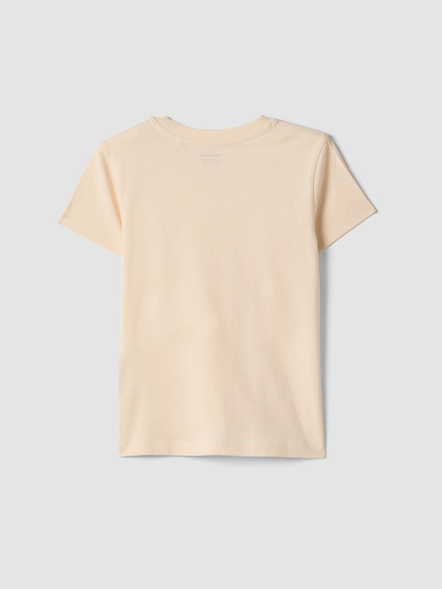 Girls' beige pure cotton regular-fit T-shirt_4