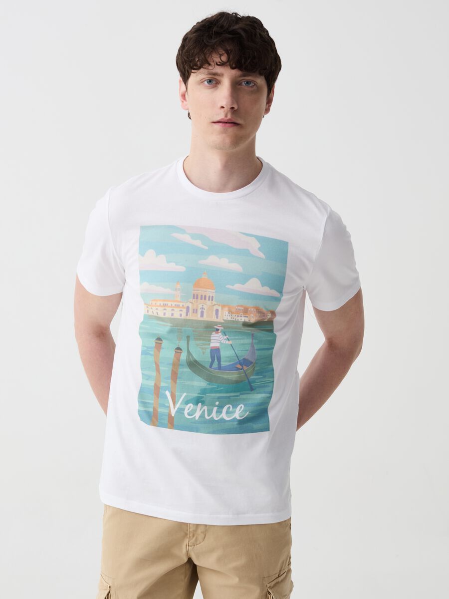 Camiseta de algodón con estampado Venecia_0