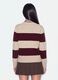 Beiger, gestreifter Crew-Neck-Pullover aus Stretchwolle_2