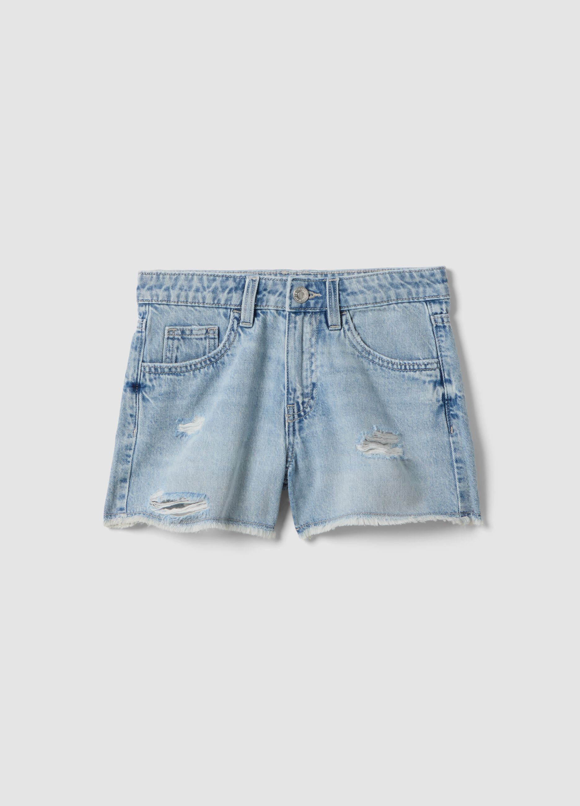 Hellblaue Denim-Shorts aus reiner Baumwolle f&uuml;r M&auml;dchen &ndash; Regular Fit