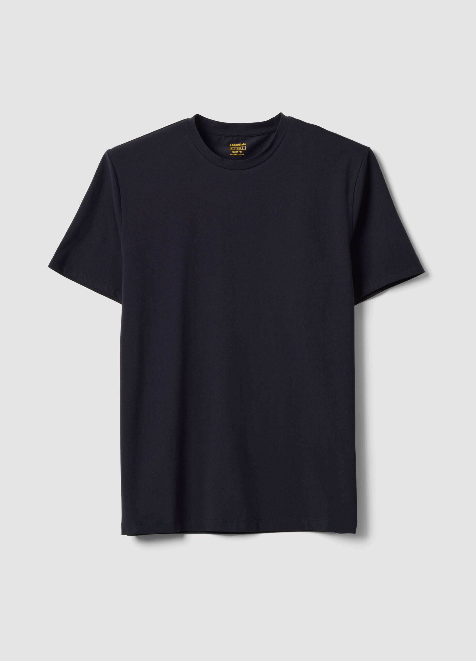 &Mu;&alpha;ύ&rho;&omicron; &alpha;&nu;&delta;&rho;&iota;&kappa;ό T-shirt &alpha;&pi;ό &omicron;&rho;&gamma;&alpha;&nu;&iota;&kappa;ό &beta;&alpha;&mu;&beta;ά&kappa;&iota;, &kappa;&omicron;&nu;&tau;ό &mu;&alpha;&nu;ί&kappa;&iota;, slim fit