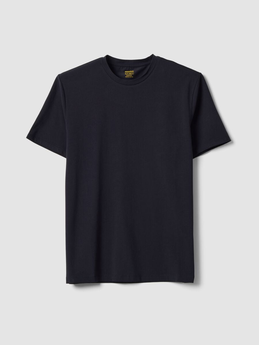 &Mu;&alpha;ύ&rho;&omicron; &alpha;&nu;&delta;&rho;&iota;&kappa;ό T-shirt &alpha;&pi;ό &omicron;&rho;&gamma;&alpha;&nu;&iota;&kappa;ό &beta;&alpha;&mu;&beta;ά&kappa;&iota;, &kappa;&omicron;&nu;&tau;ό &mu;&alpha;&nu;ί&kappa;&iota;, slim fit_0
