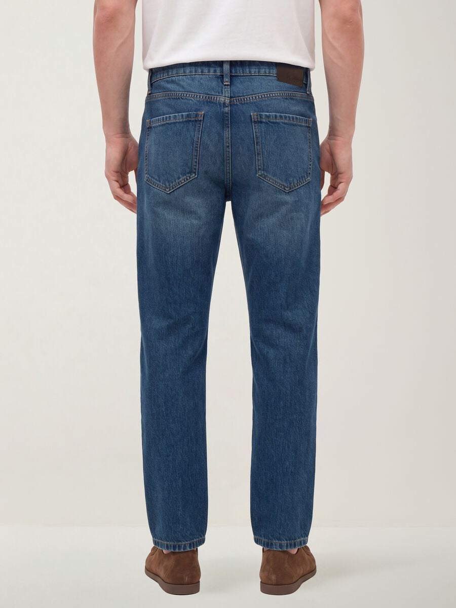 Blue cotton and lyocell blend regular tapered jeans_2