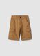 Brown stretch cotton oversized fit cargo shorts for kids_0